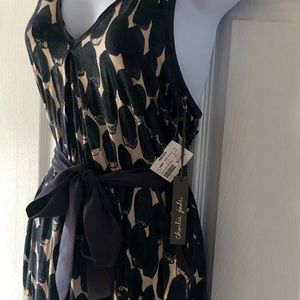 Charlie Jade Navy Tan Braided Pocket Tie Dress